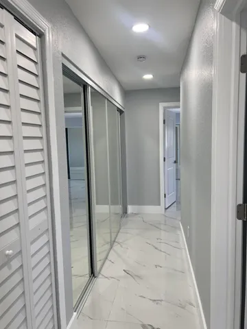 a view of a porch with a big yard