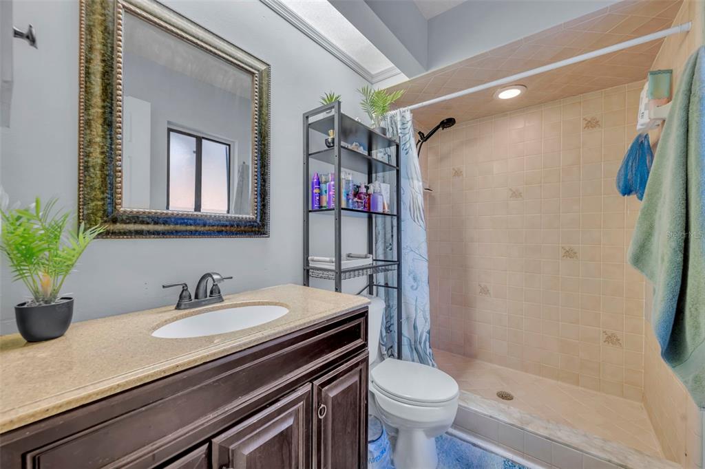 202 Bryan Street Eustis, FL 32726 - Photo 18 of 53 a bathroom with a sink a toilet a shower and a mirror