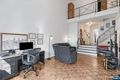 a workspace with wooden floor and a workspace