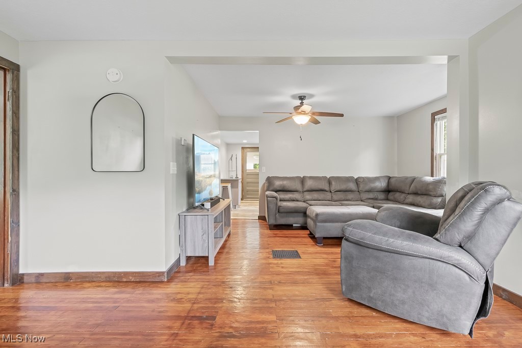 282 Johnson Road Wadsworth, OH 44281 - Photo 11 of 50 Living room with hardwood / wood-style flooring and ceiling fan