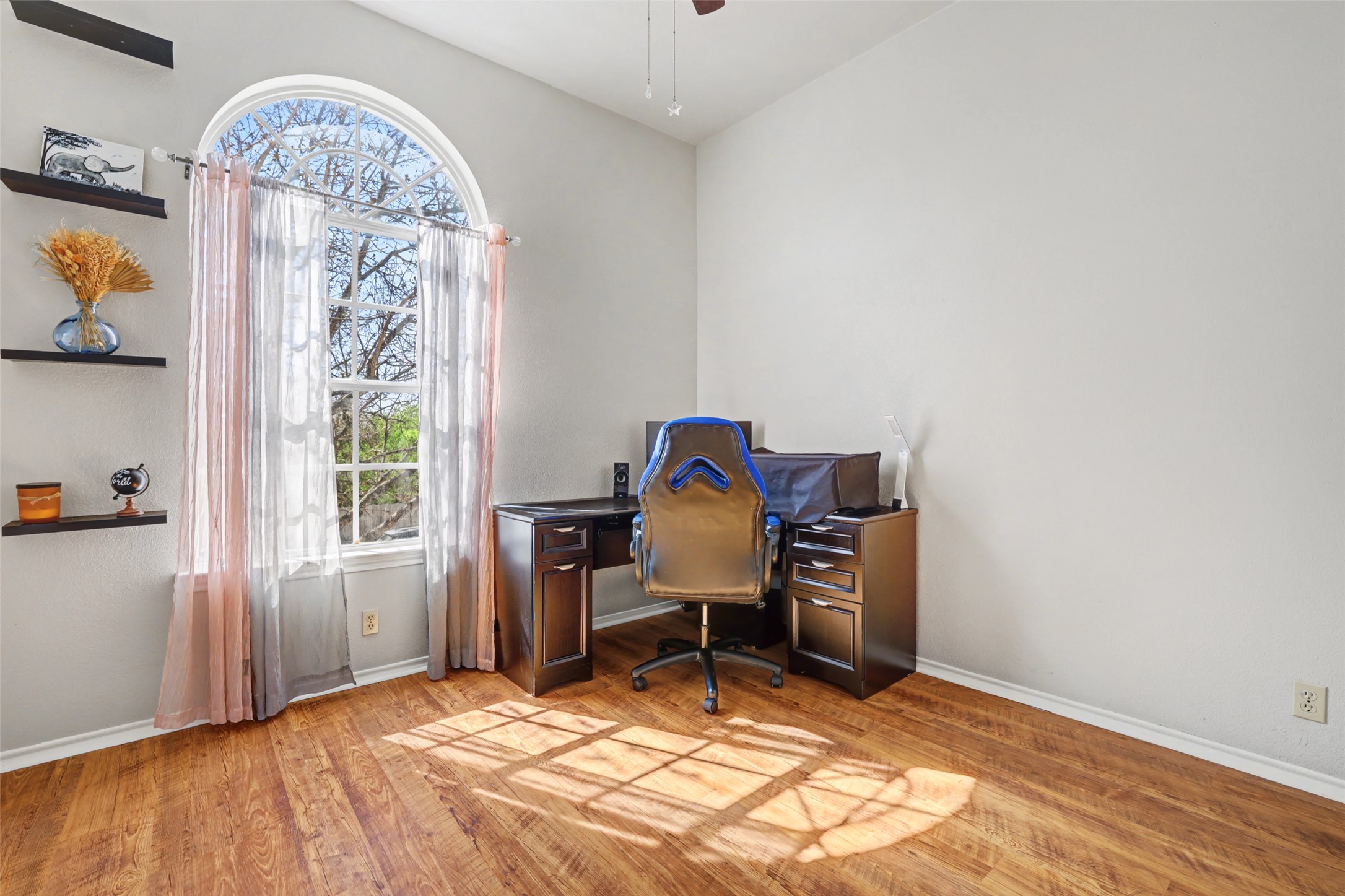 1109 Pebble Brook Road Cedar Park, TX 78613 - Photo 31 of 40 Home office featuring plenty of natural light, light wood-style floors, and a ceiling fan