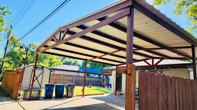 a view of backyard with a small cabin