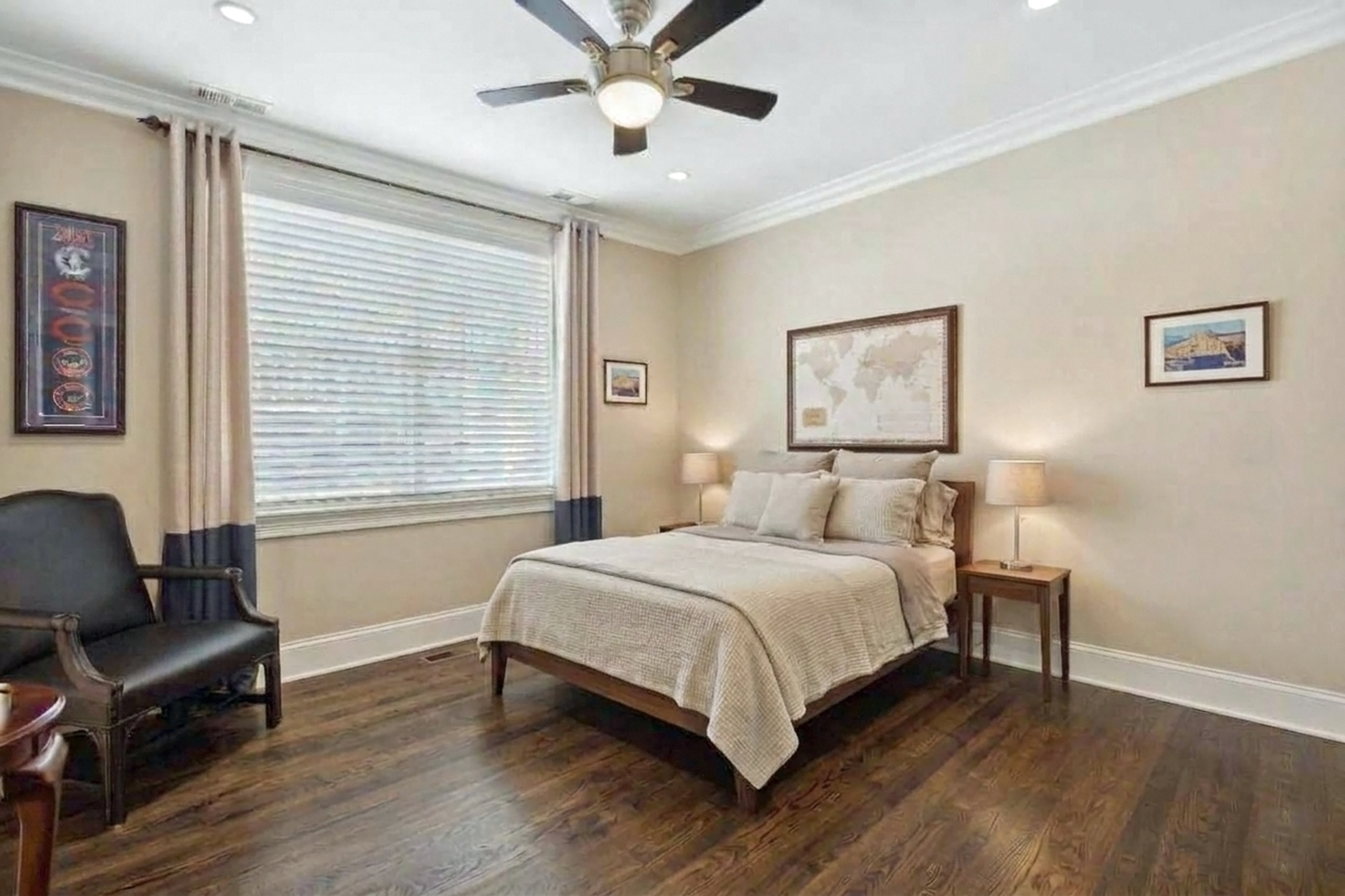 1429 West Cullom Avenue Chicago, IL 60613 - Photo 30 of 53 a bedroom with a bed wooden floor and window