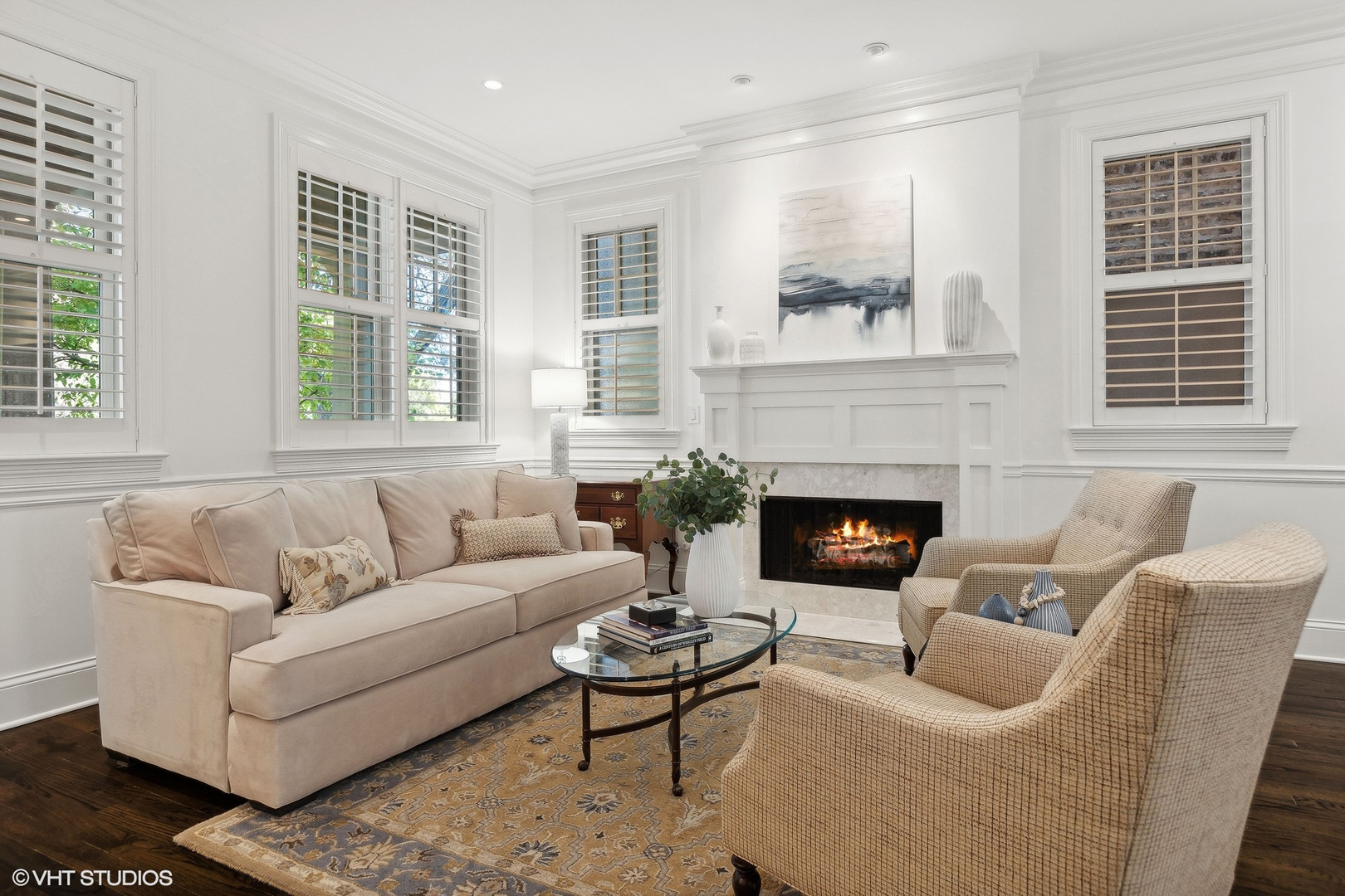1429 West Cullom Avenue Chicago, IL 60613 - Photo 6 of 53 a living room with furniture and a fireplace