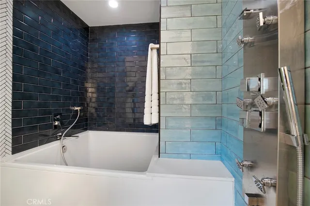 a bathroom with a bathtub