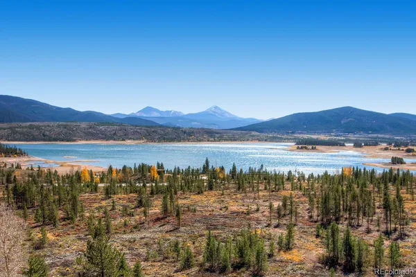 a view of lake with mountain