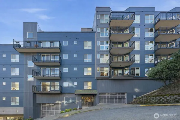 a front view of a multi story residential apartment building