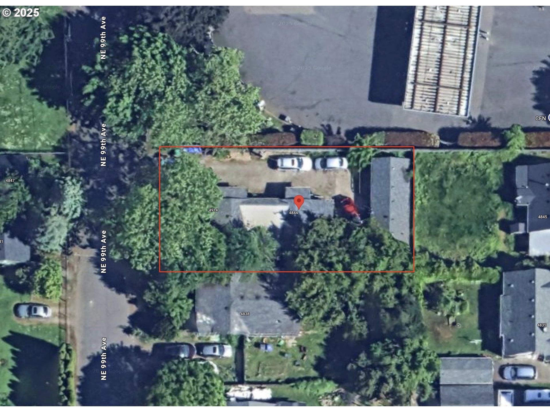 4840 Northeast 99th Avenue Portland, OR 97220 - Photo 1 of 15 an aerial view of a house with a yard and garden