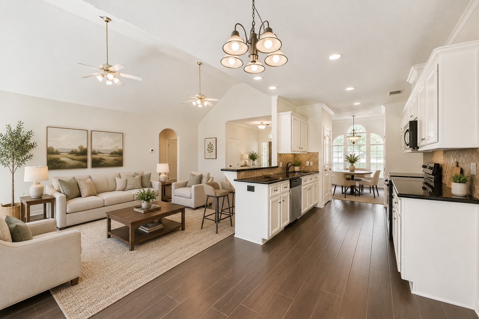 27322 Afton Way Huffman, TX 77336 - Photo 5 of 50 *Virtually staged - Bright kitchen overlooks the main living space and features ample cabinetry, breakfast bar seating, and an airy open design perfect for gatherings.