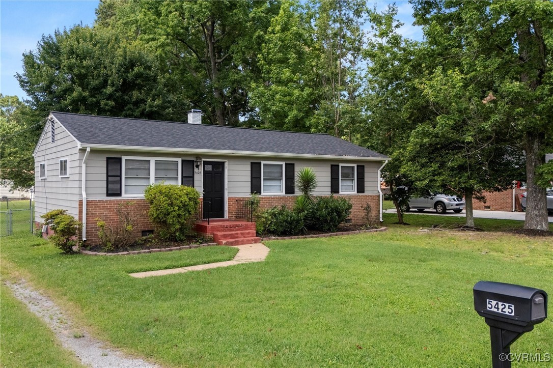 5425 Germain Road Richmond, VA 23224 - Photo 2 of 37 Ranch-style home featuring brick siding, a chimney