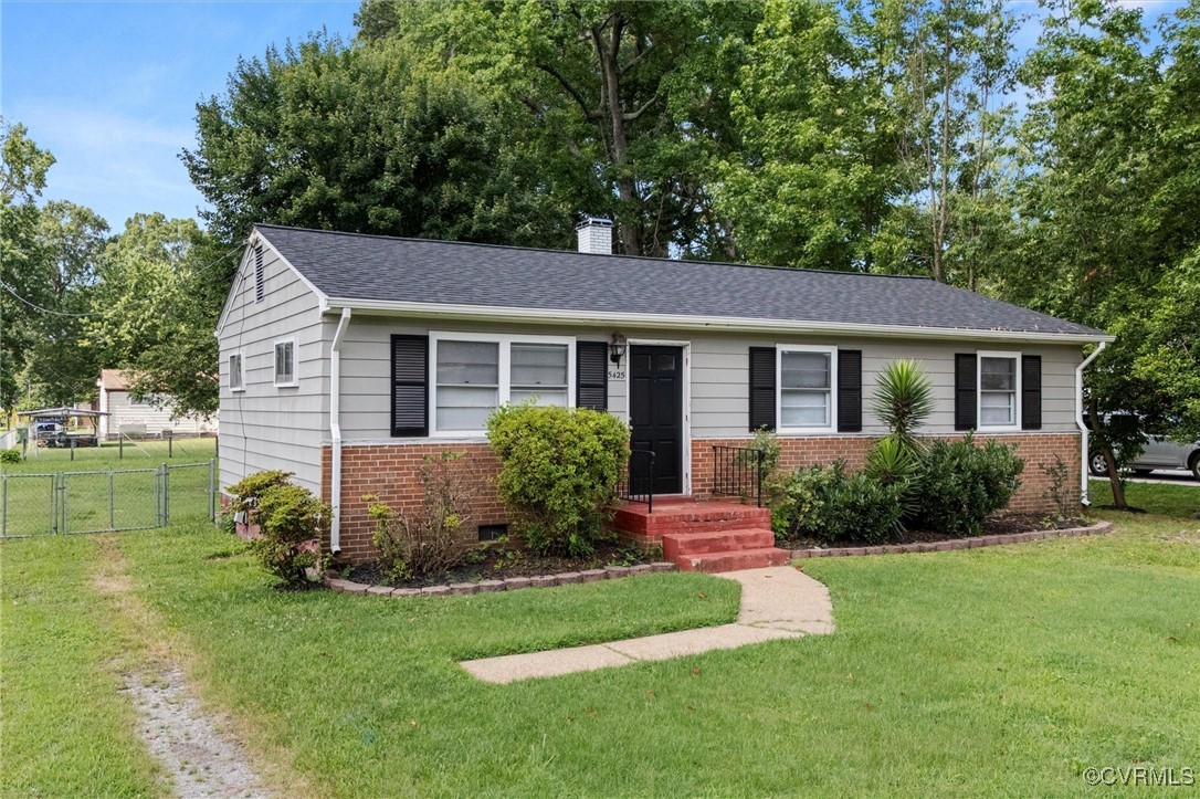 5425 Germain Road Richmond, VA 23224 - Photo 3 of 37 Ranch-style home featuring brick siding, a chimney