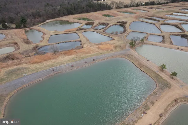 a view of a lake with sunset