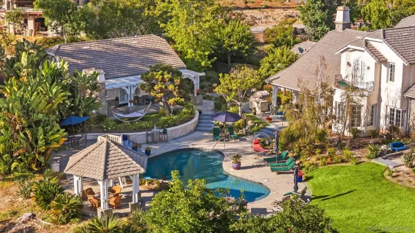 an aerial view of a house