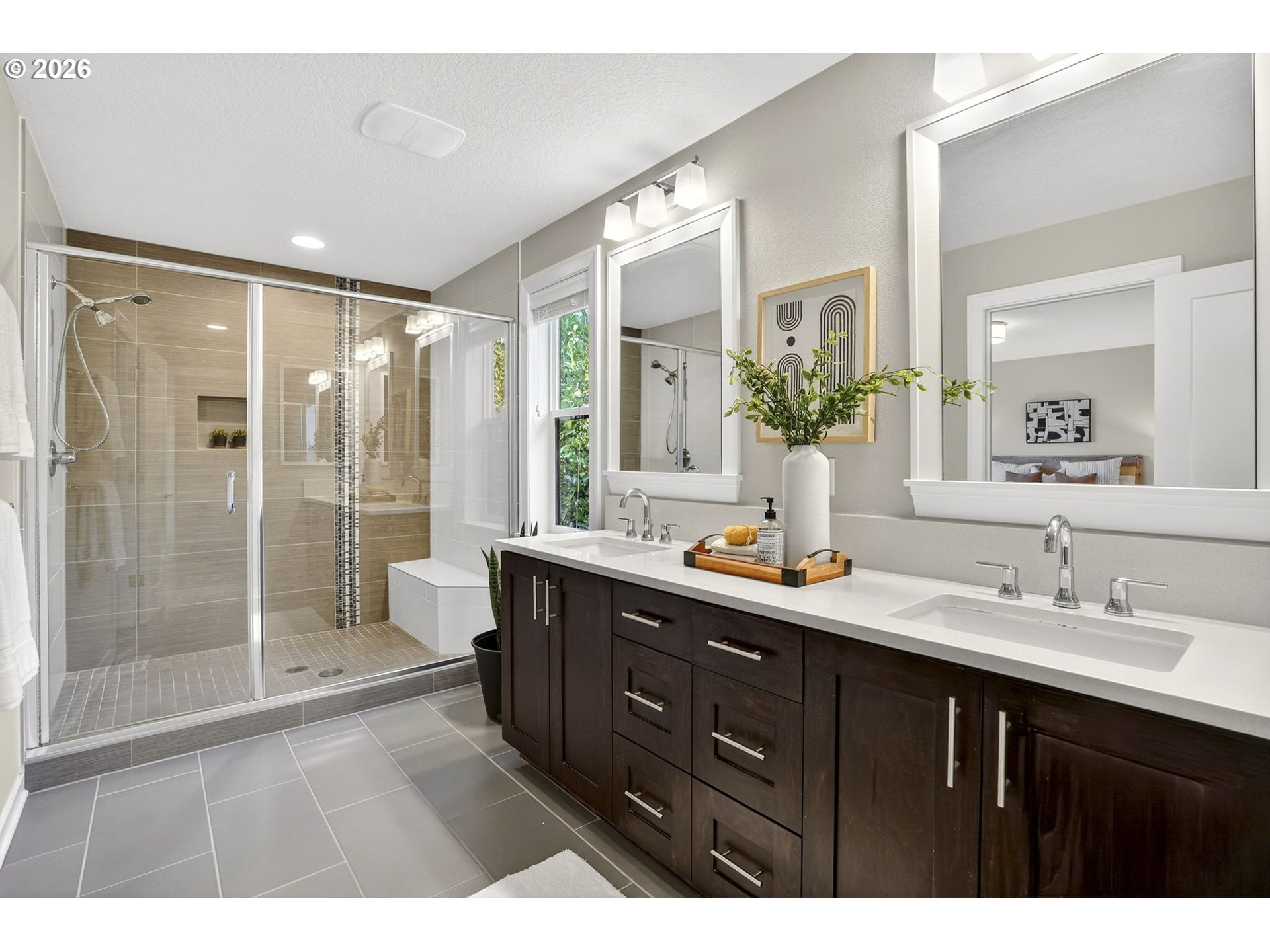 6123 Northeast 34th Avenue Portland, OR 97211 - Photo 28 of 42 a bathroom with a sink vanity granite tub and shower