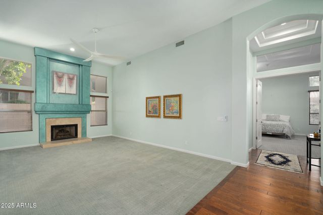 a view of a livingroom with a fireplace