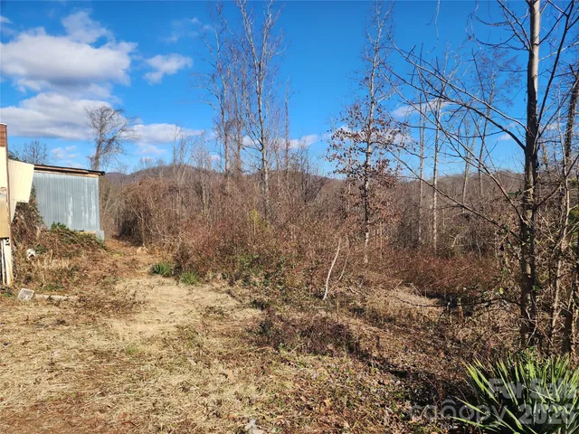 a view of a yard covered in snow