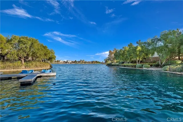 a view of a lake with houses
