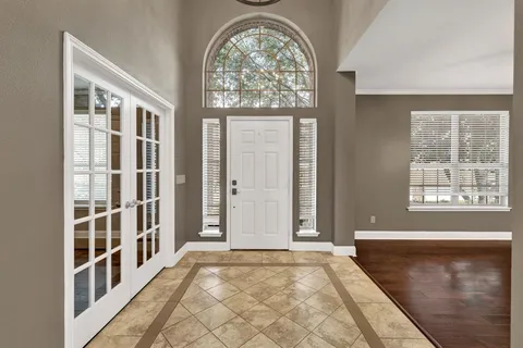 an empty room with windows