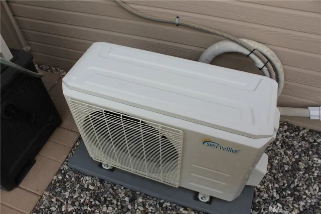 a view of a porch with seating space