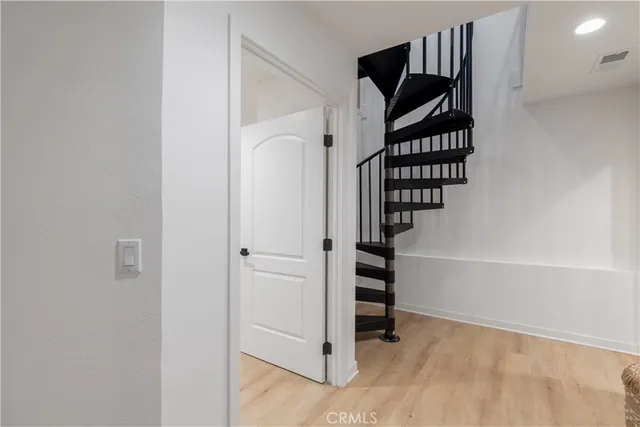 a porch with seating space