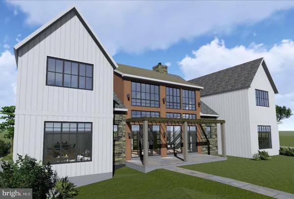 a view of a house with garden and patio