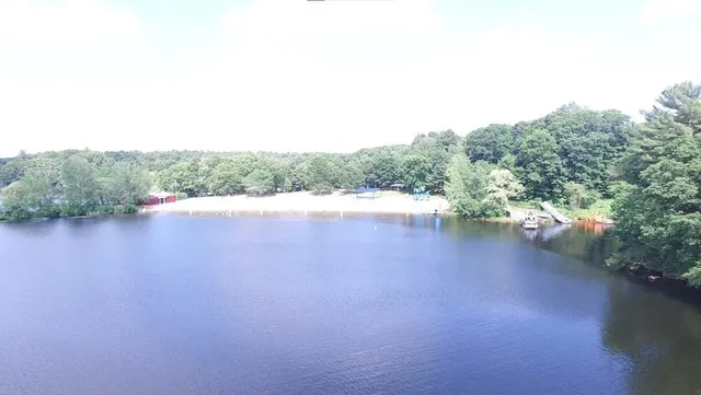 a view of a lake with houses