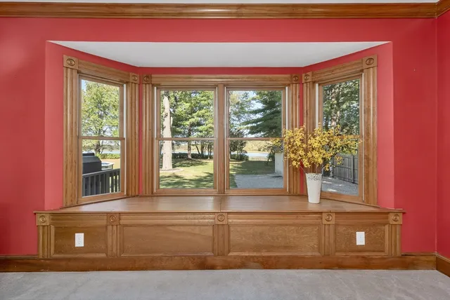 a living room with a large window