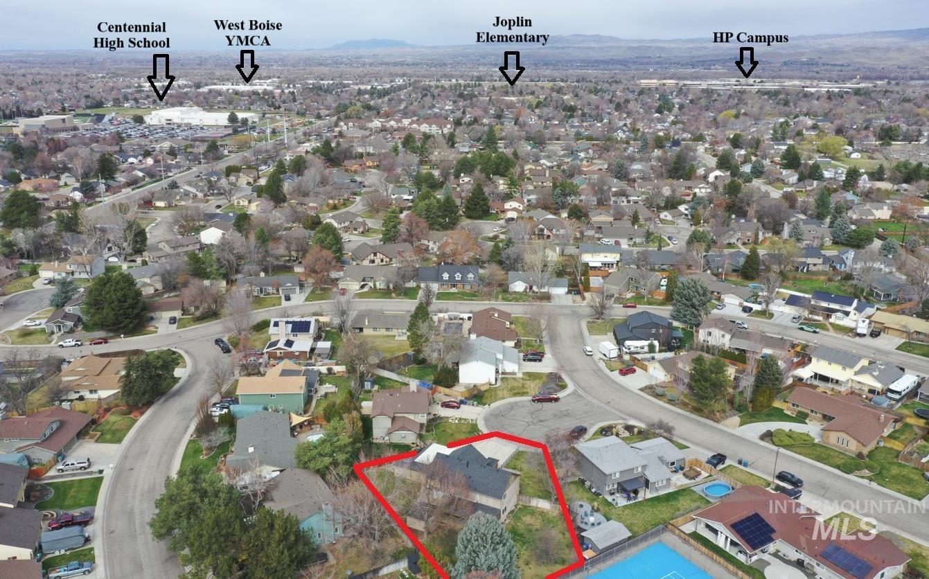 4297 Nystrom Way Boise, ID 83713 - Photo 44 of 50 Aerial perspective of suburban area with property boundaries highlighted