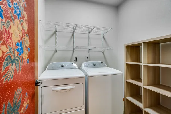 a utility room with dryer and washer
