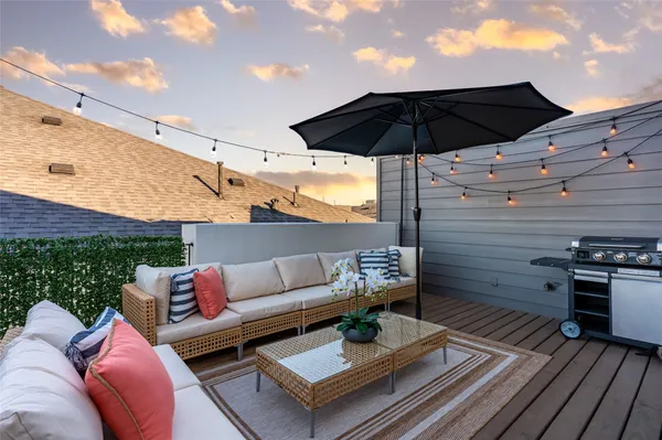 a terrace view with seating space