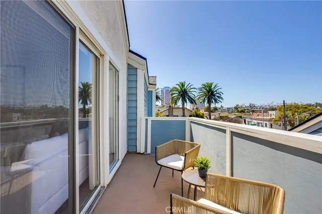 a view of balcony with seating space