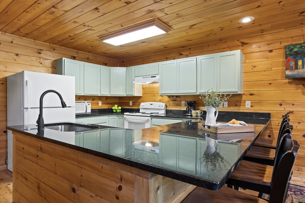 96 Holiday Court Ellijay, GA 30540 - Photo 20 of 51 a kitchen with sink a stove and cabinets