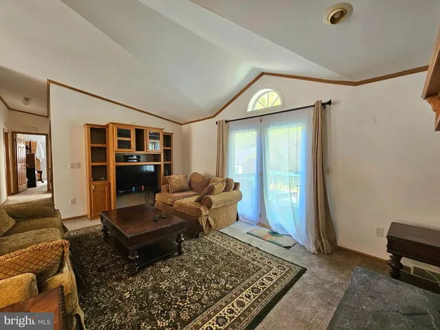 a living room with furniture rug and window