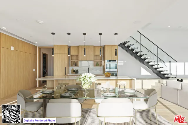 a living room with furniture and large windows