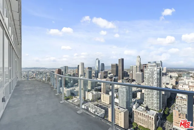 a roof deck with couches and potted plants
