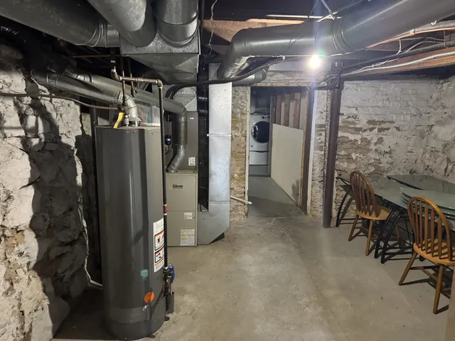 a storage room with furniture