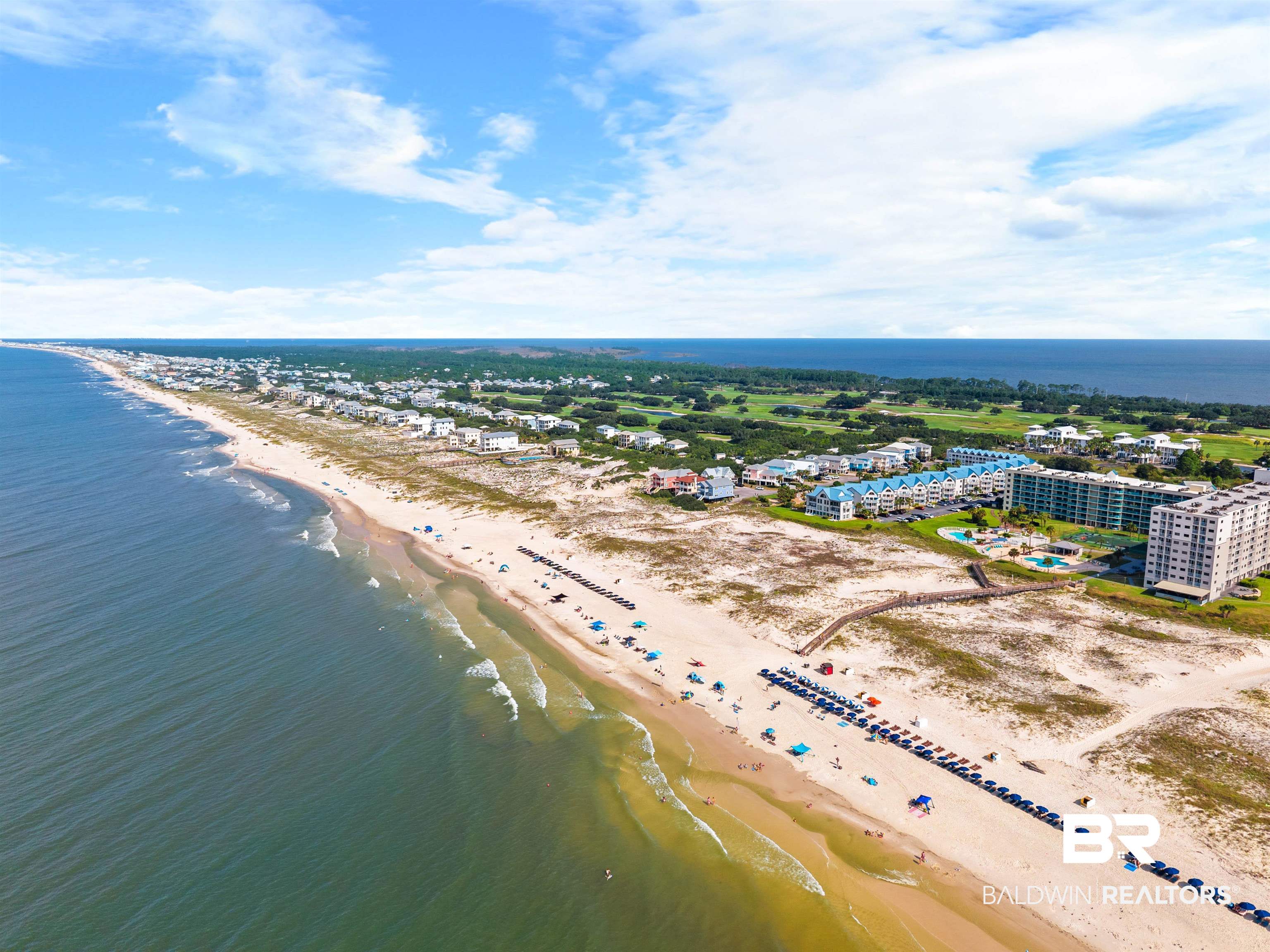 645 Plantation Road, Unit 6606 Gulf Shores, AL 36542 - Photo 34 of 60 Expansive coastal landscape featuring a sandy beach, ocean, and a series of residential properties