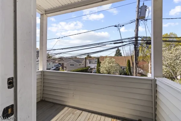 a view of a balcony from a window