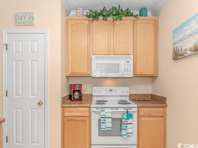 5804 Longwood Drive, Unit 203 Murrells Inlet, SC 29576 - Photo 5 of 31 Kitchen featuring white appliances and light brown cabinets