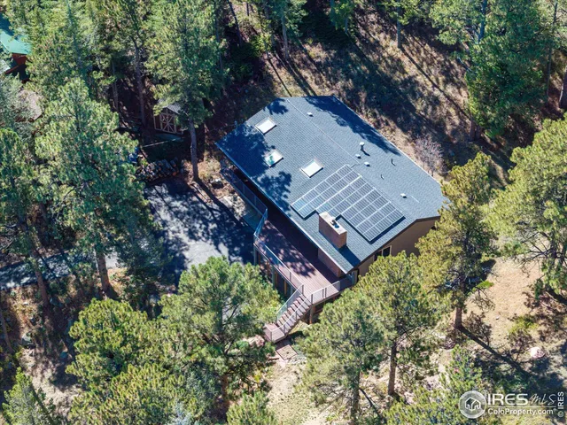 an aerial view of a house
