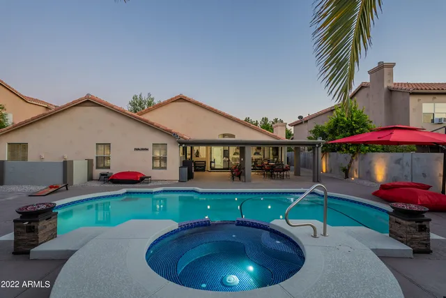 a view of outdoor space deck and swimming pool