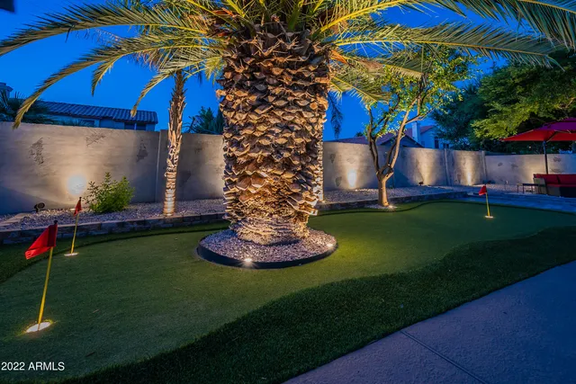 a view of a park with slide