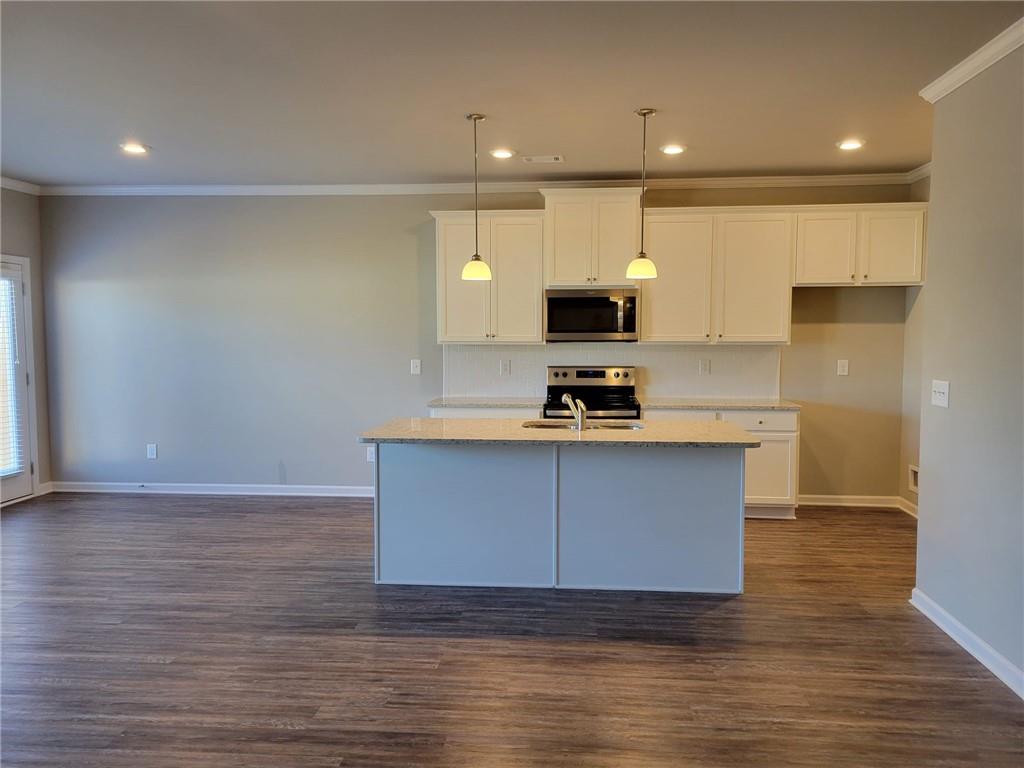 5205 Fox Den Road Oakwood, GA 30566 - Photo 6 of 19 a kitchen with kitchen island stainless steel appliances a sink and cabinets