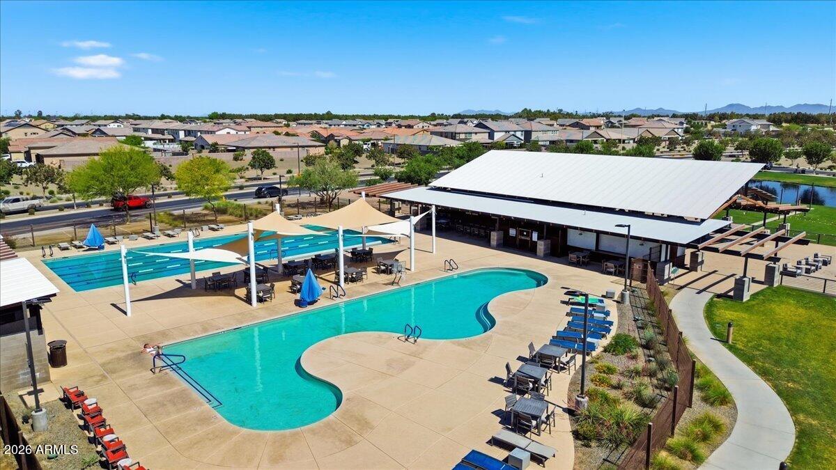 22608 East Stacey Road Queen Creek, AZ 85142 - Photo 75 of 83 an aerial view of a house with a swimming pool