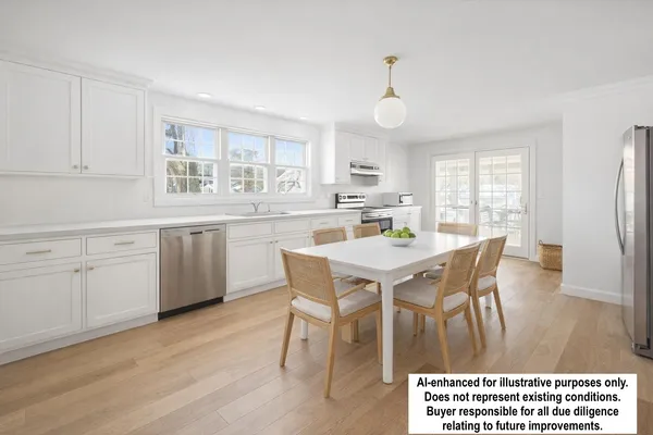 a kitchen with a sink stove and white cabinets