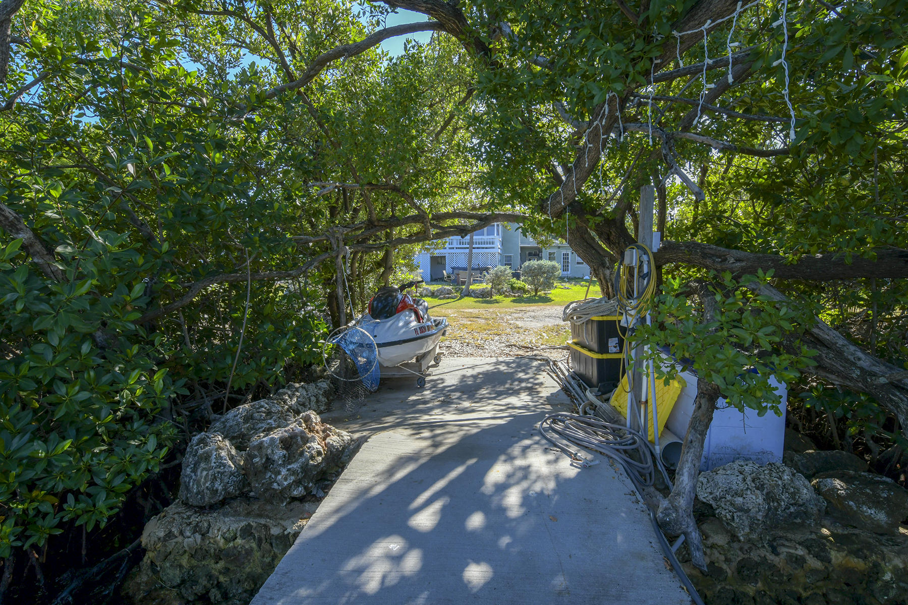 186 Harborview Drive Tavernier, FL 33070 - Photo 4 of 32 a view of a backyard with fountain plants and large trees