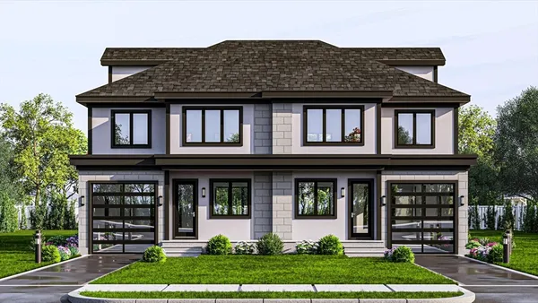 front view of a house with a yard
