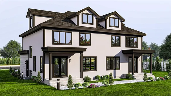 a front view of a house with garden