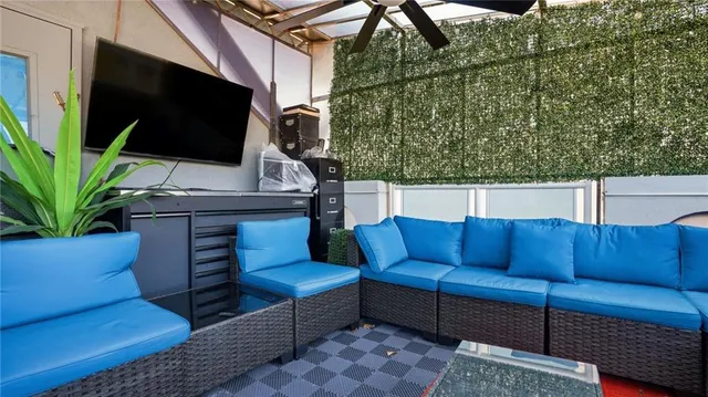 a view of a couches in a living room