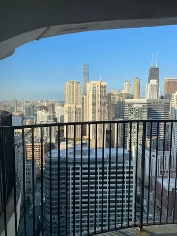 a view of city from a balcony